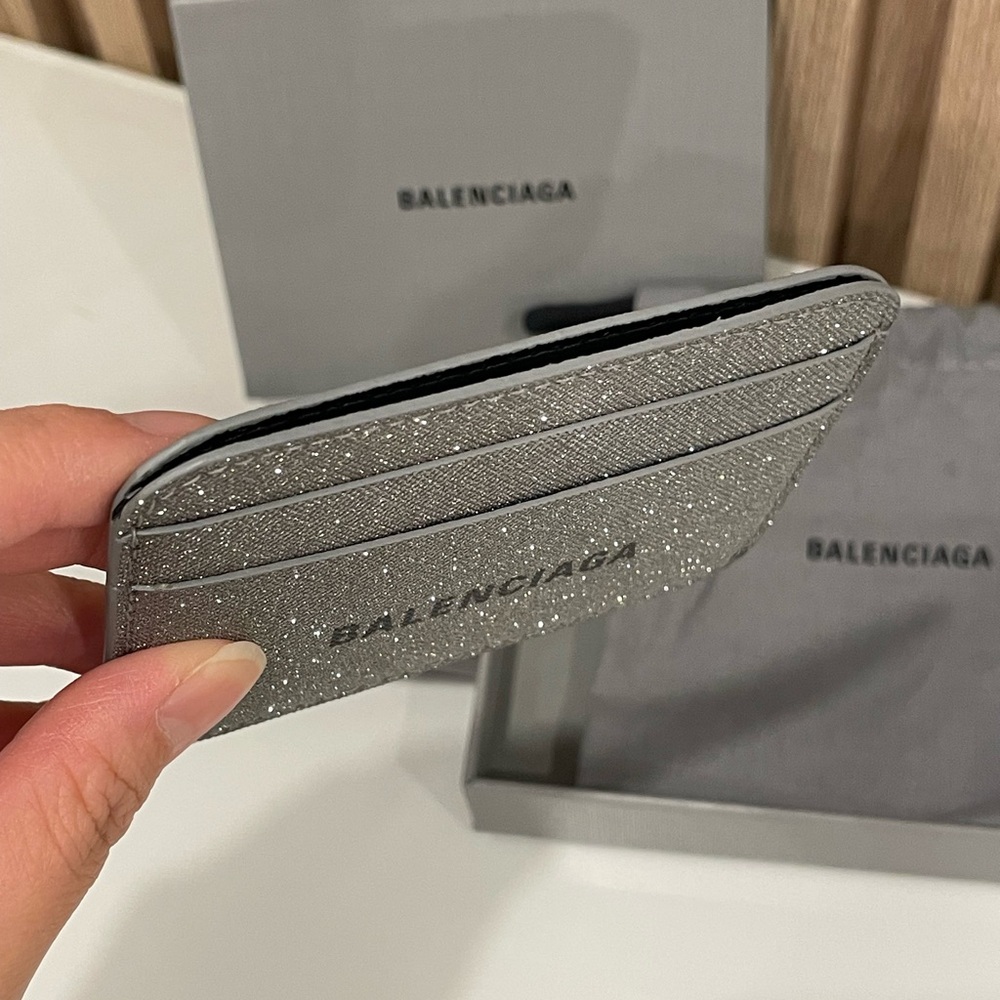 Balenciaga Silver Sparkle Card Holder - Picture 3 of 6